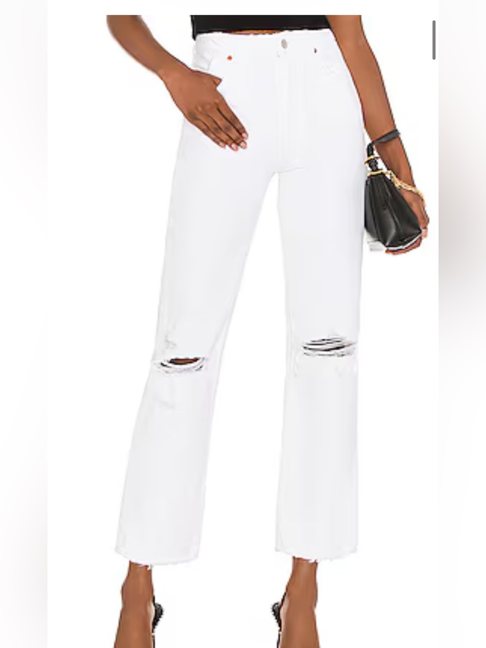 ROLLA'S White Straight-Leg Distressed Jeans